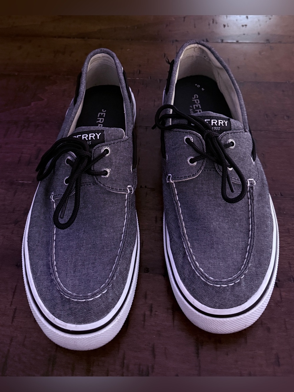 Sperry Men's Halyard 2-Eye Boat Shoes Charcoal Gray Canvas Sneaker Size 12
